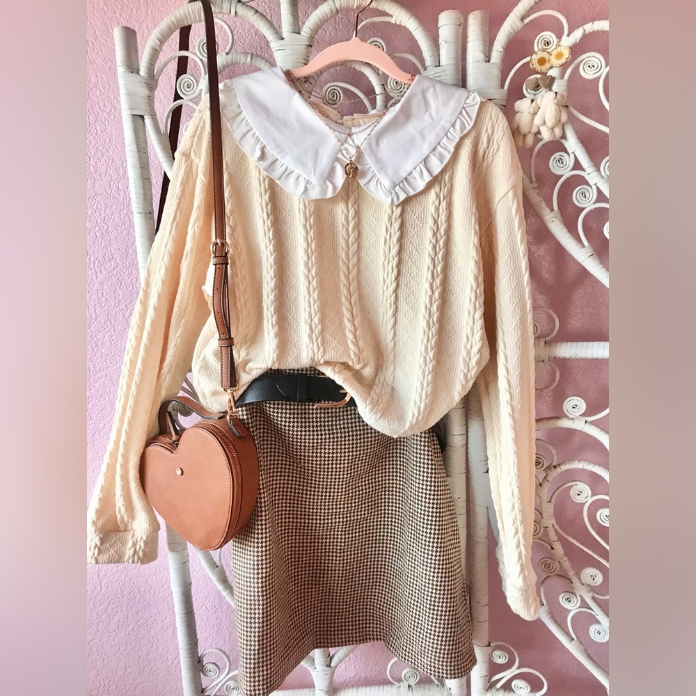 Butter yellow frill collar sweater